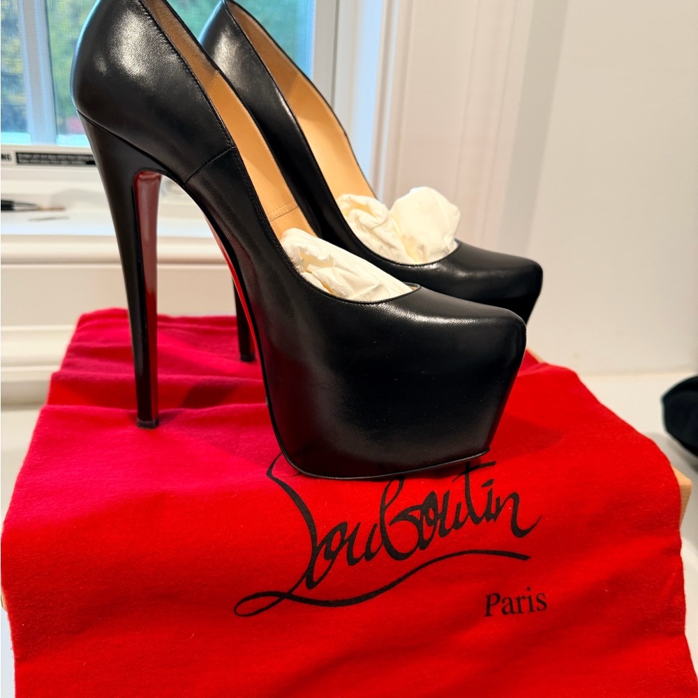 Christian Louboutin Black Leather Platform Heels